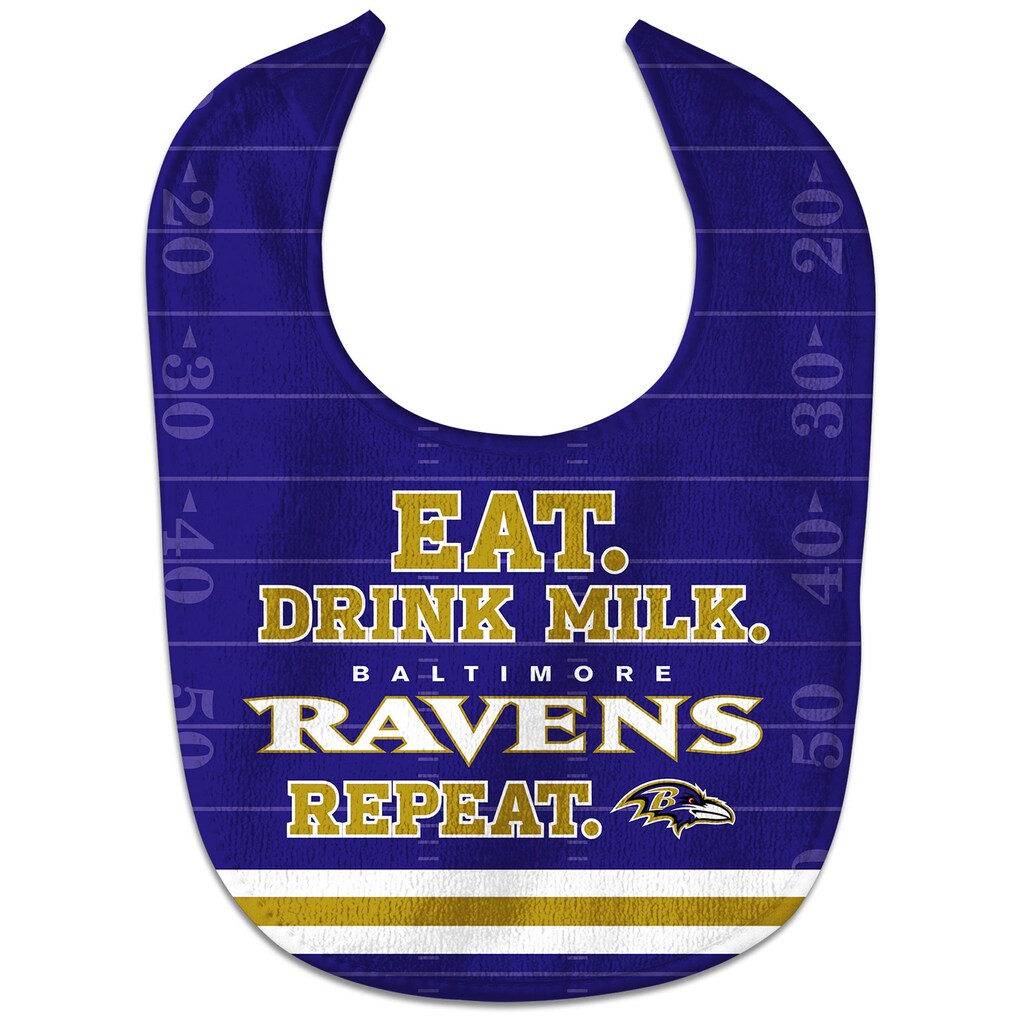 9960627082 Baltimore Ravens All Pro Style Eat Drink Milk Design Baby Bib