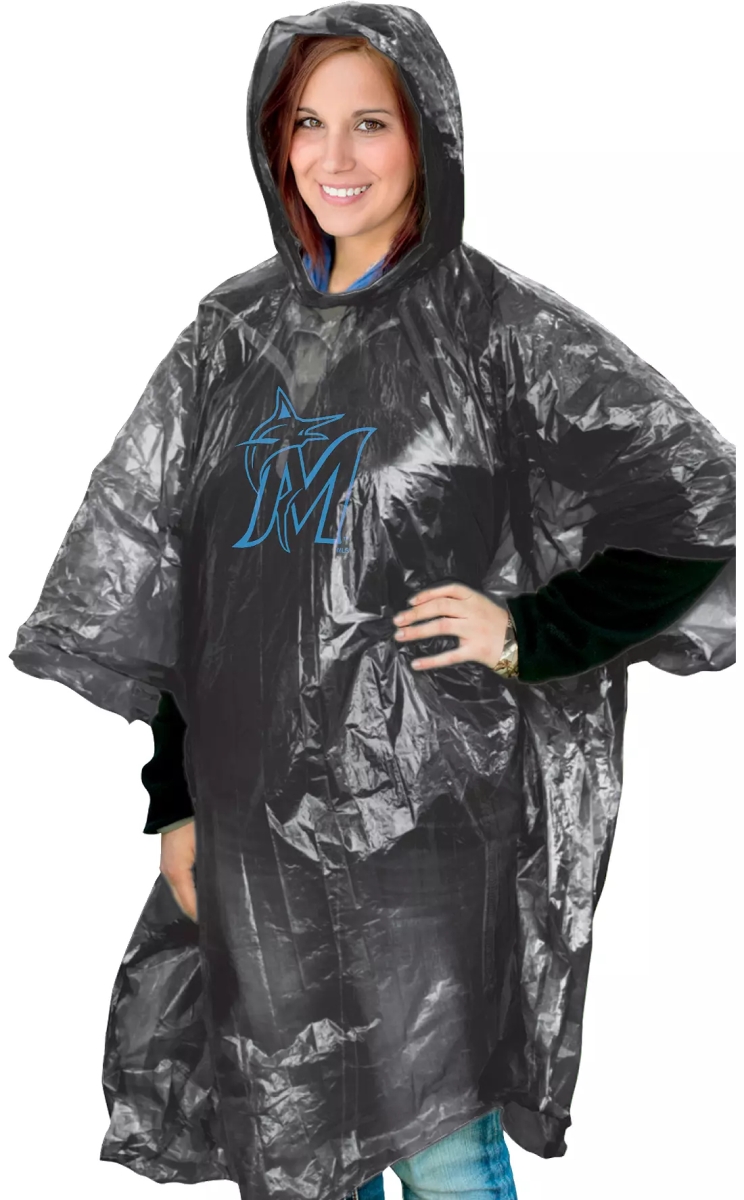 9960625965 Miami Marlins Rain Poncho - Black