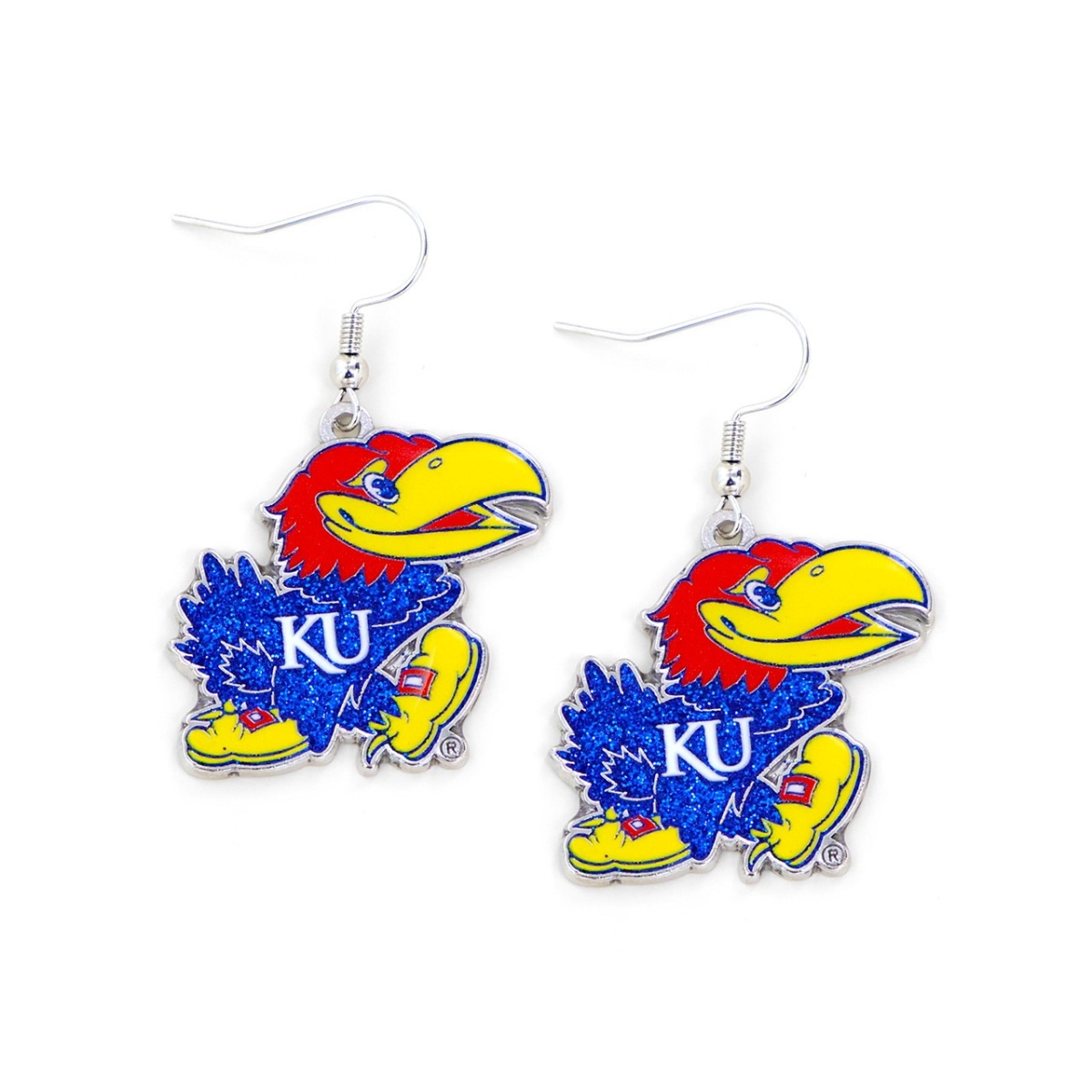 6326402354 Kansas Jayhawks Glitter Dazzle Earrings