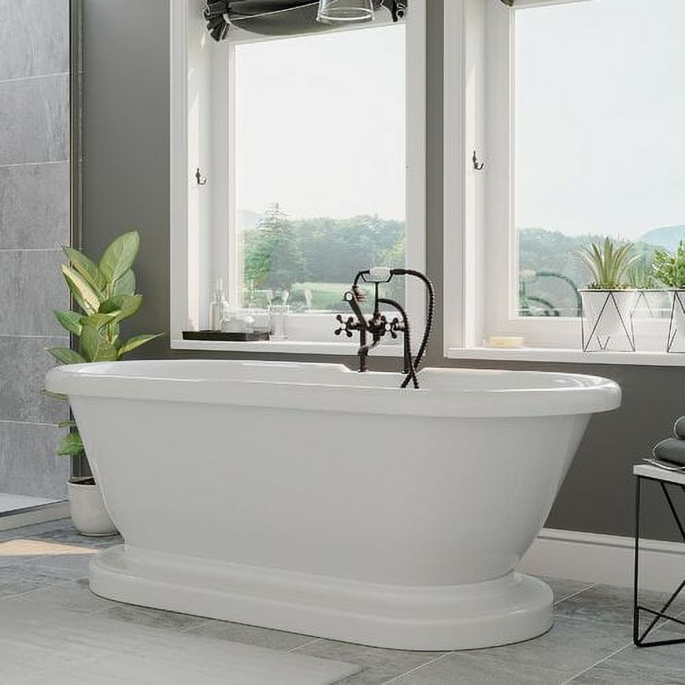 Acrylic Double Ended Pedestal Bathtub - Polished Chrome - 60 x 30 in.
