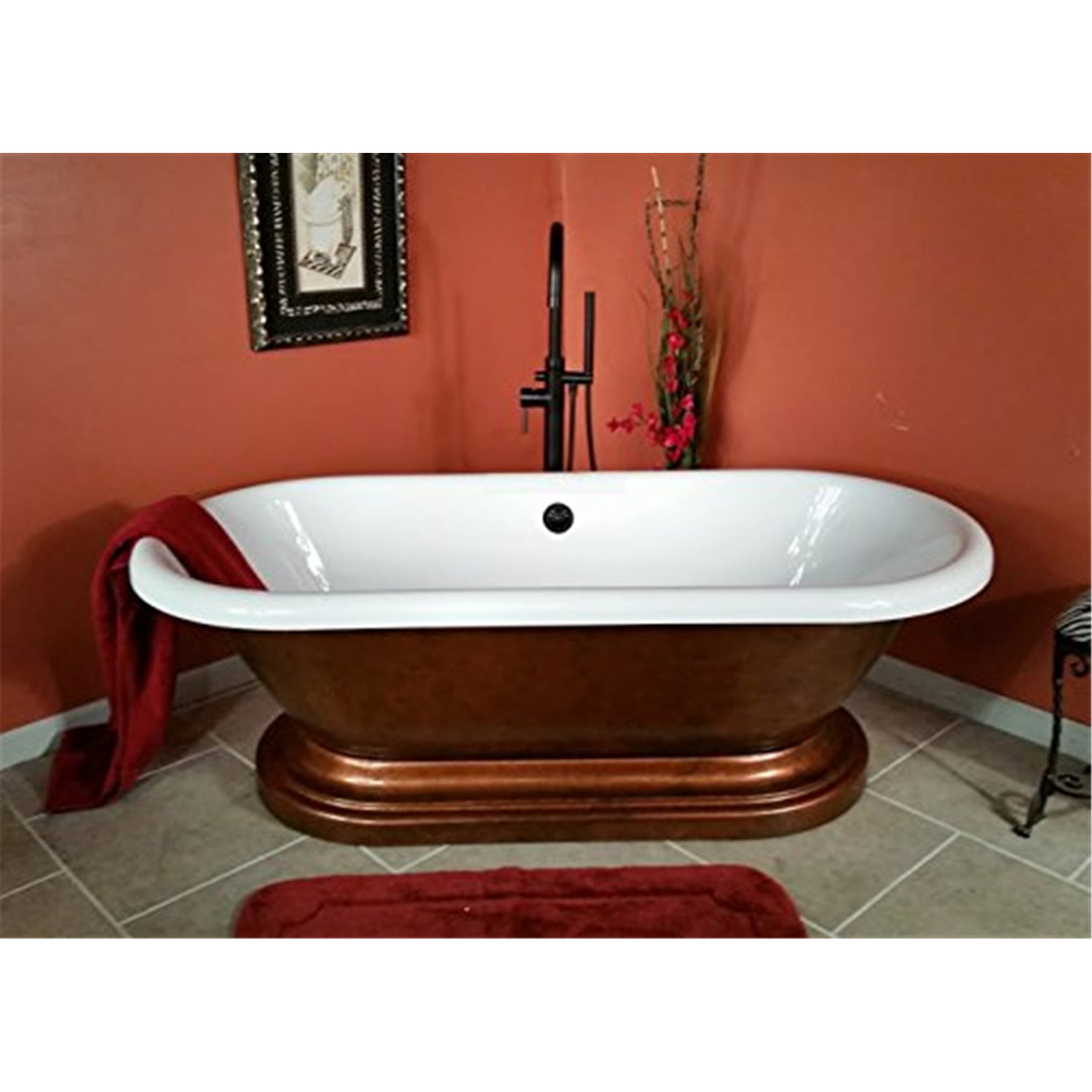 Acrylic Double Ended Pedestal with No Faucet Drillings Paint - Copper Bronze