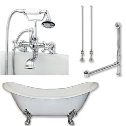Cambridge Plumbing  Cast Iron Double Ended Slipper Tub - Polished Chrome
