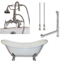Cambridge Plumbing  Cast Iron Double Ended Slipper Tub- Polished Chrome