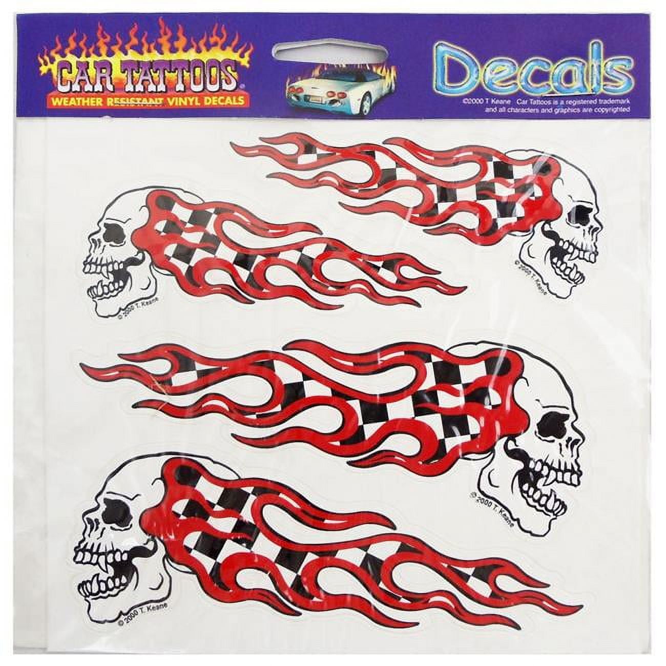 Picture of Barjan 04516401 Car Tattoos Racing Skulls Weather Resistant Vinyl Decals, 4 Piece