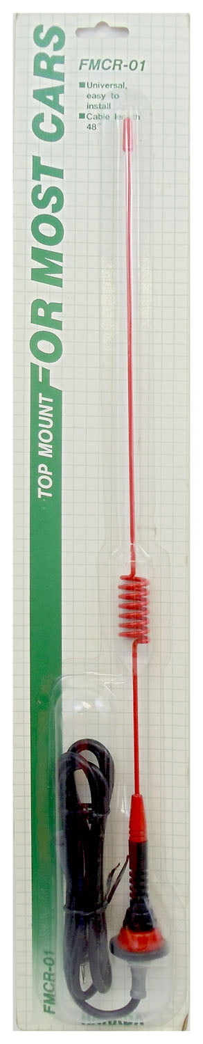 Top Mount 18 in. Cellular Imitation AM & FM Antenna with 48 in. Coax Cable, Red