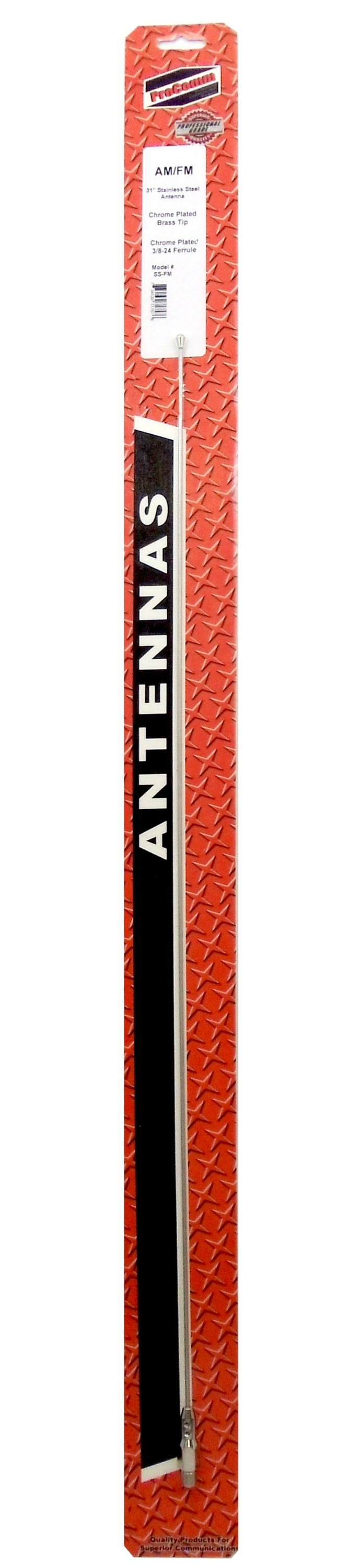 - 31 Tall Stainless Steel 3/8X24 Thread 2 Meter - AM/FM Antenna