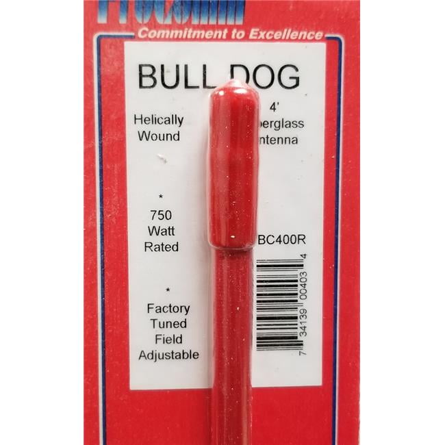 JBC400-R 4 ft. 0.37 x 24 in. Thread Fiberglass Antenna, Red