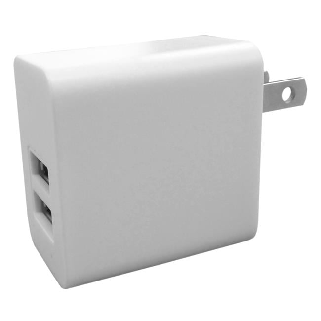 AC Charger with Two USB Ports, White