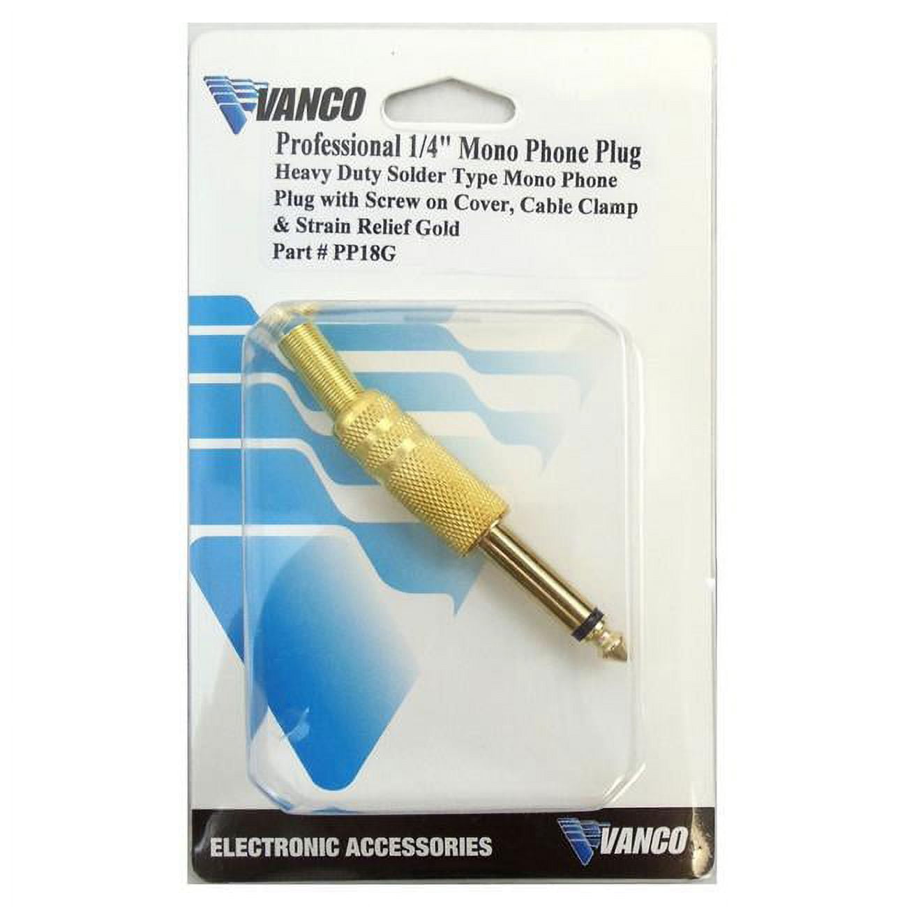 PP18GX 0.25 in. Gold Shielded 2 Conductor Mono Phone Plug with Spring Strain Relief