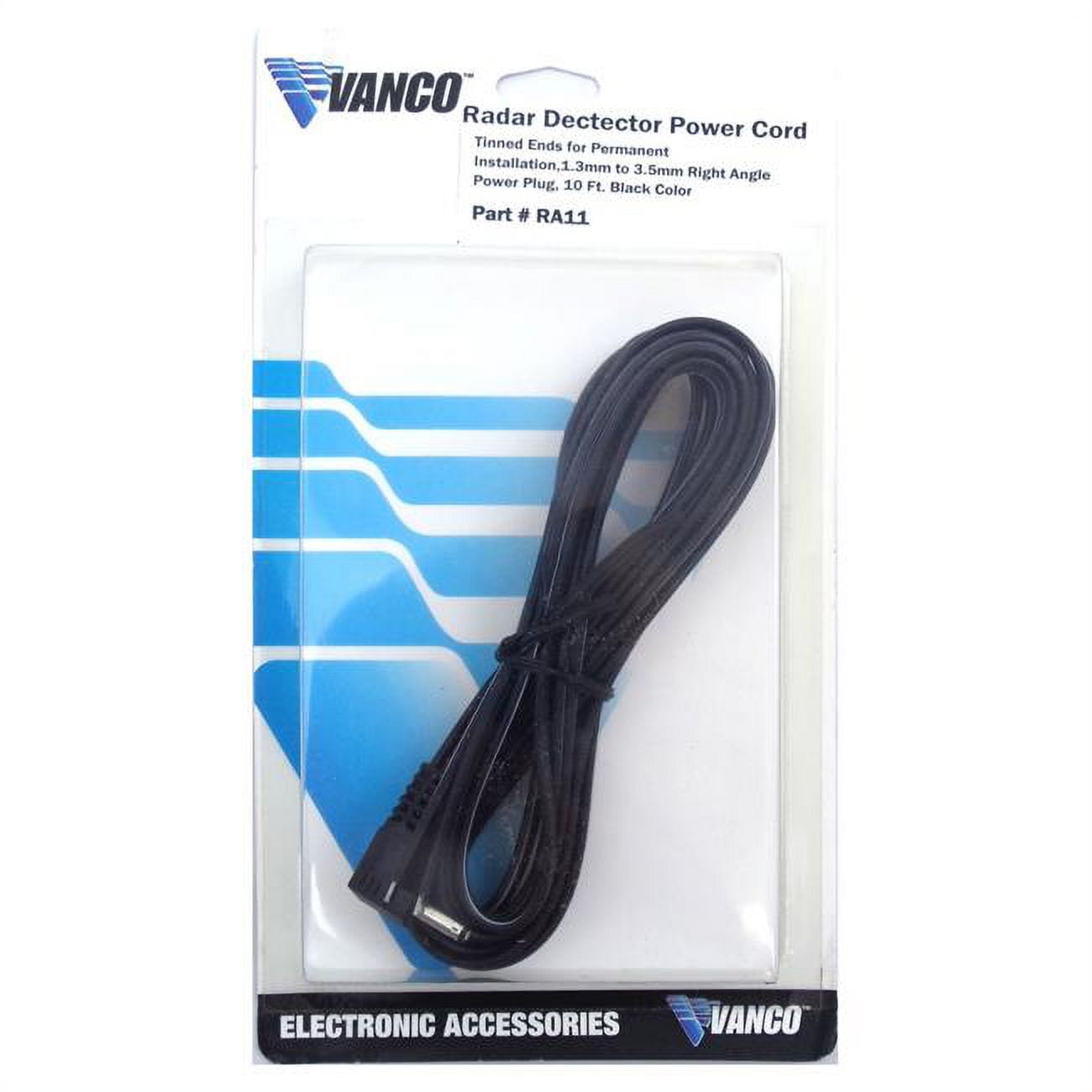 RA11 10 ft. Direct Wire Power Cord with 1.3 mm Right Angle Plug - Tinned Wire Ends