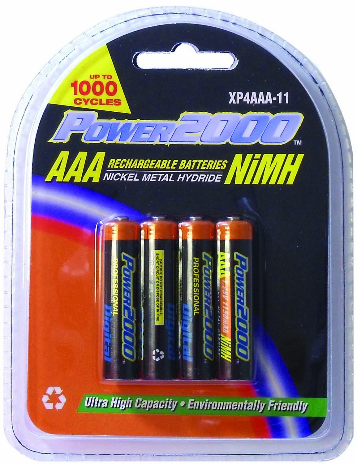 XP4AAA Power 2000 Performance Series 1,150Mah AAA Nickel Metal Hydride Rechargeable Batteries, Pack of 2