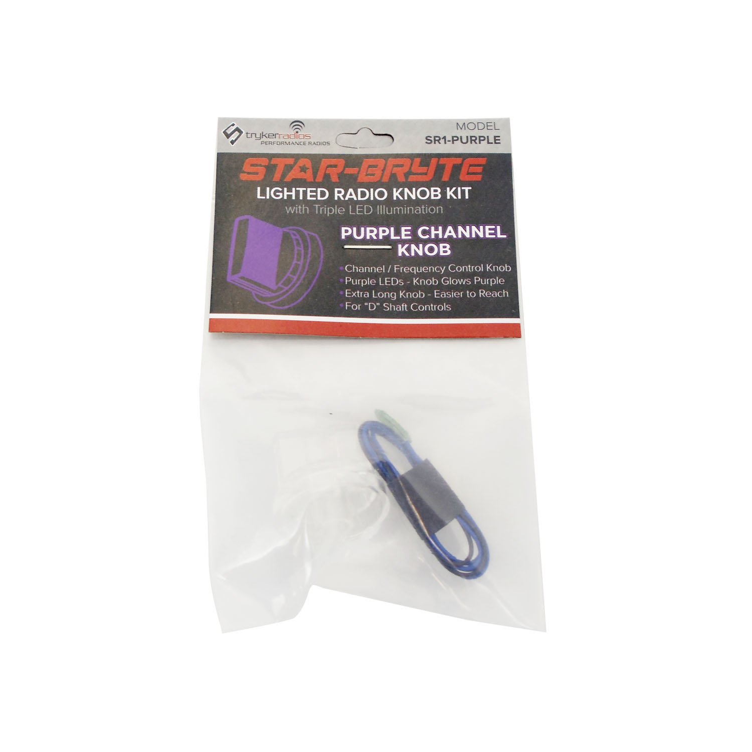SRNK1-PUR Star-Bryte Purple Lighted Channel Radio Knob Kit with Triple LED Illumination for D Shaft Controls