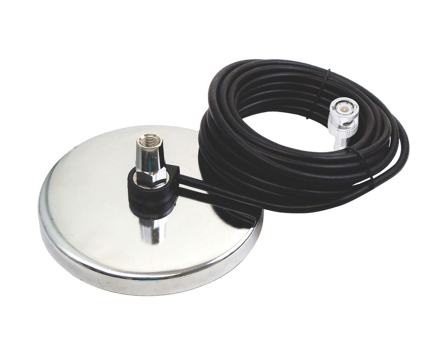 JBC115BN 5 in. Chrome Magnetic Mount with 0.375 x 24 in. Thread Stud, 18 ft. Coax Cable & BNC Connector