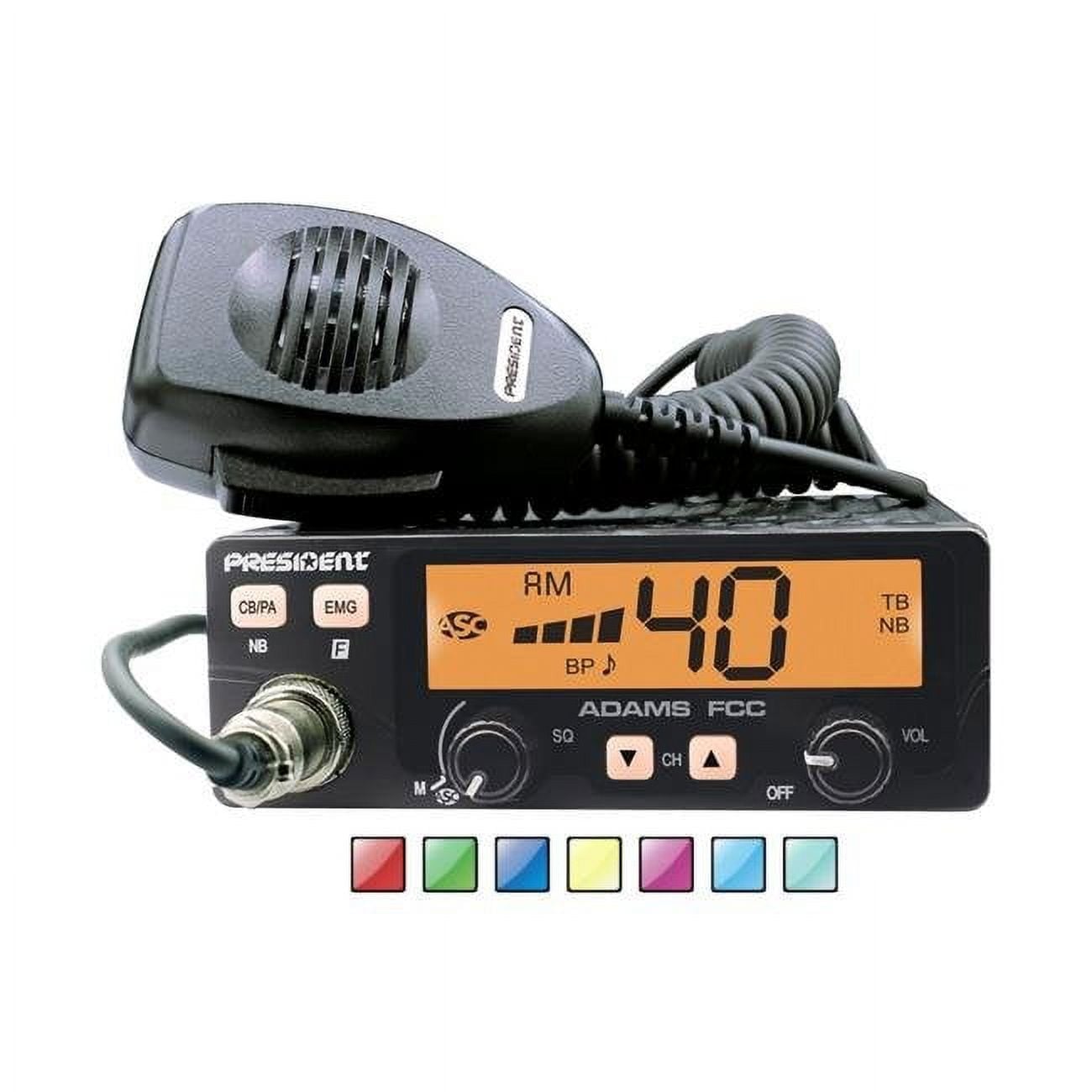 Compact AM Mobile CB Radio with 7 Color LCD Display, Talk-Back, Roger Beep & Auto Squelch