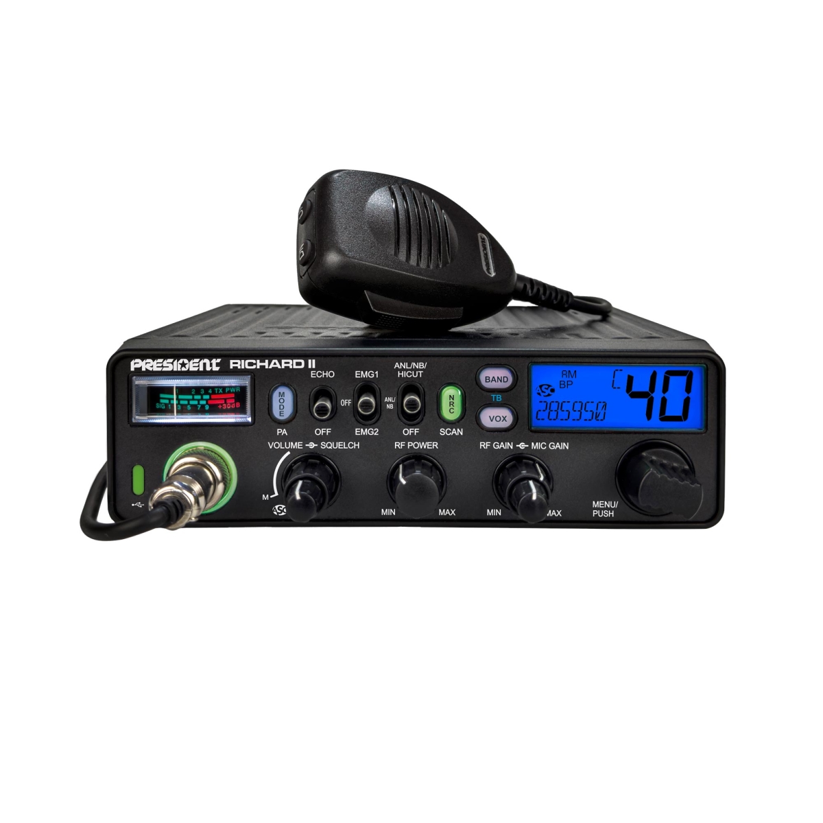 RICHARD II Richard II 50 watt Pep 10 m AM & FM Radio with 7 Colors, Echo, USB, PA & Roger Beep