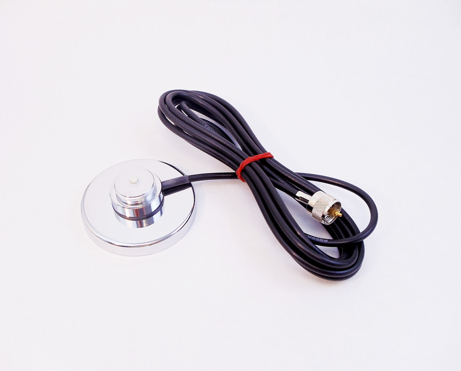 G 3.25 in. & 12 ft. Magnet Mount with RG58Au Coax Cable & Installed Pl259 Connector for Base Load Antennas, Chorme - 0.75 ft.