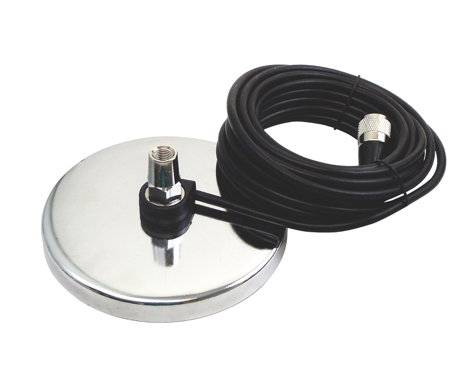 JBC11012 3 in. Chrome Plated Heavy Duty Magnet Mount with 12 ft. Coaxial Cable & Molded Pl259 Connector