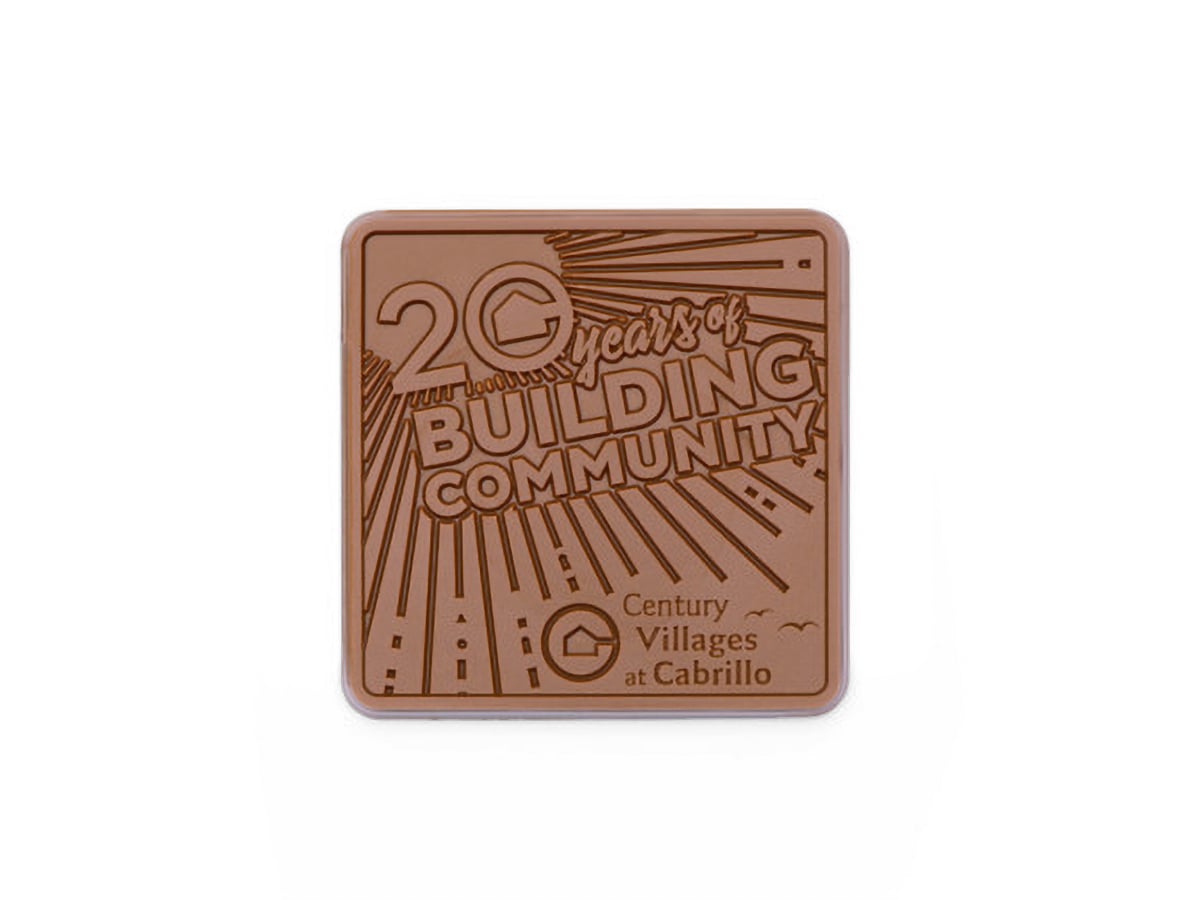 1003 3 x 3 in. Custom Decorated Shape Chocolate with Clear Packaging
