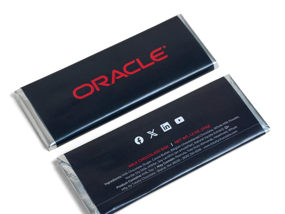 1025TP 2 x 5 in. Brand Impact Custom Chocolate Wrapper Bar - Extra Thick