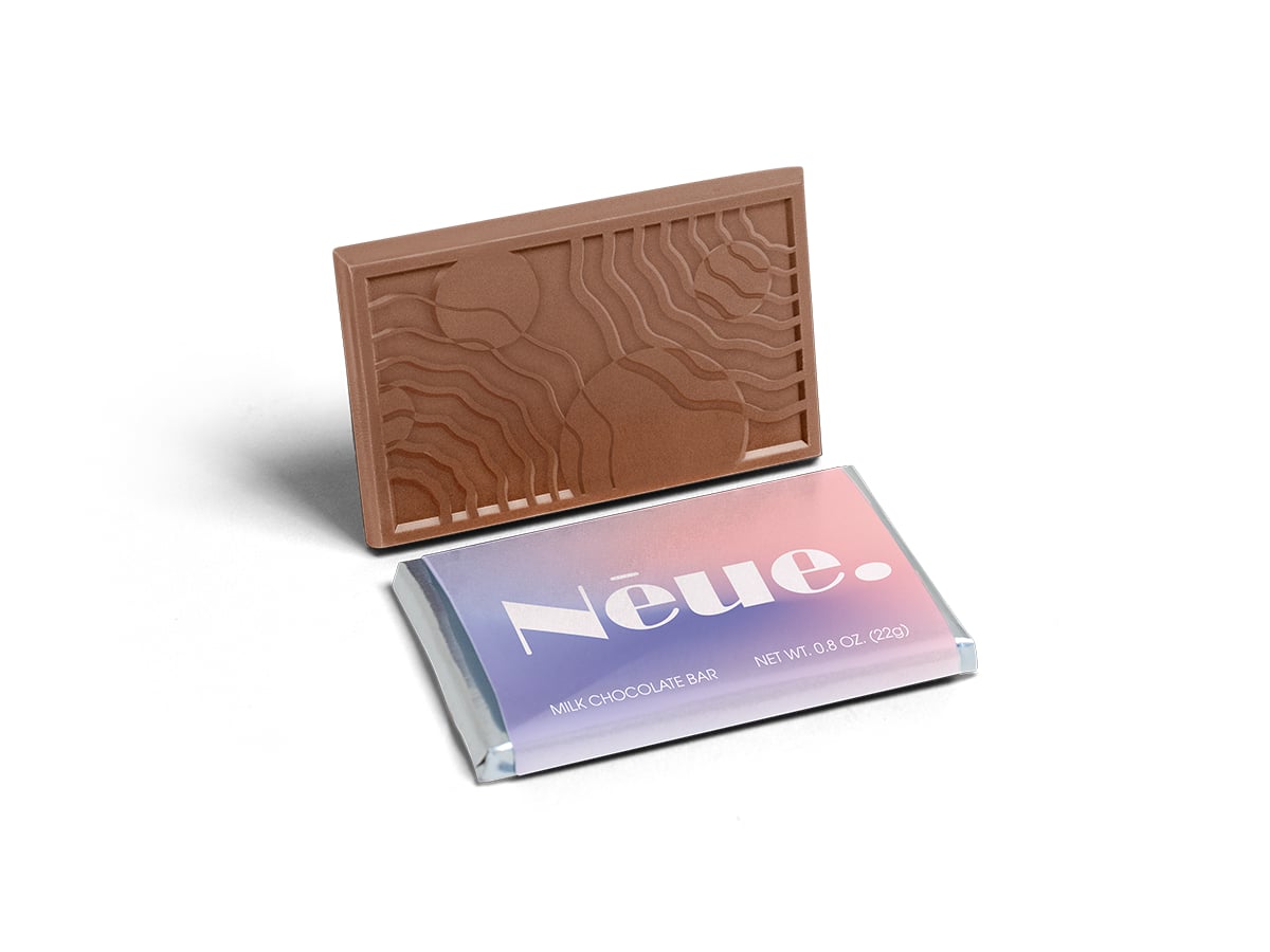 1028 2 x 3 in. Small & Mighty Quick Ship-TC Chocolate Wrapper Bar with Custom Wrap