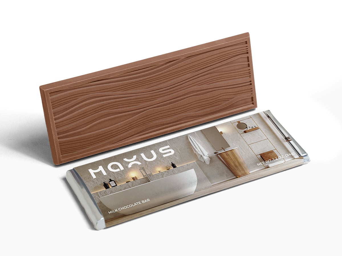 1029 2 x 5 in. Brand Impact Quick Ship-TC Chocolate Wrapper Bar with Custom Wrap
