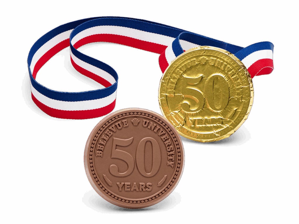 5015 Premium Custom Chocolate Medal with Ribbon