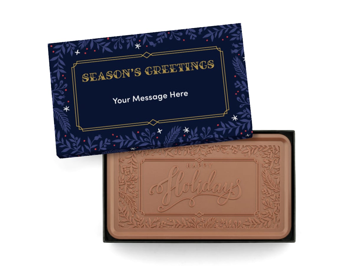 C-SHX622131X 1 lbs Happy Holidays Epic Chocolate Bar with Personalized Packaging