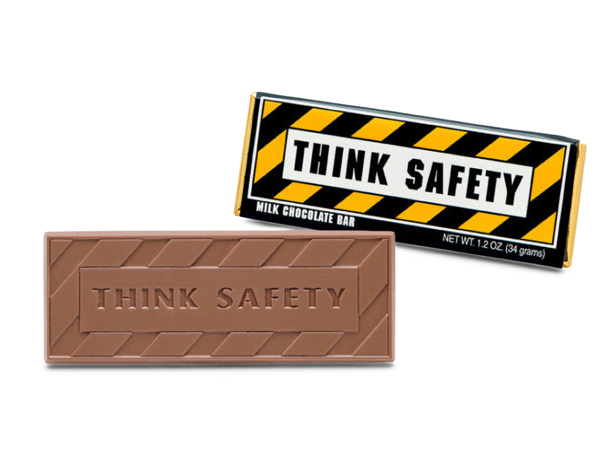 SHX222004T 2 x 5 in. Think Safety Themed Milk Chocolate Wrapper Bar