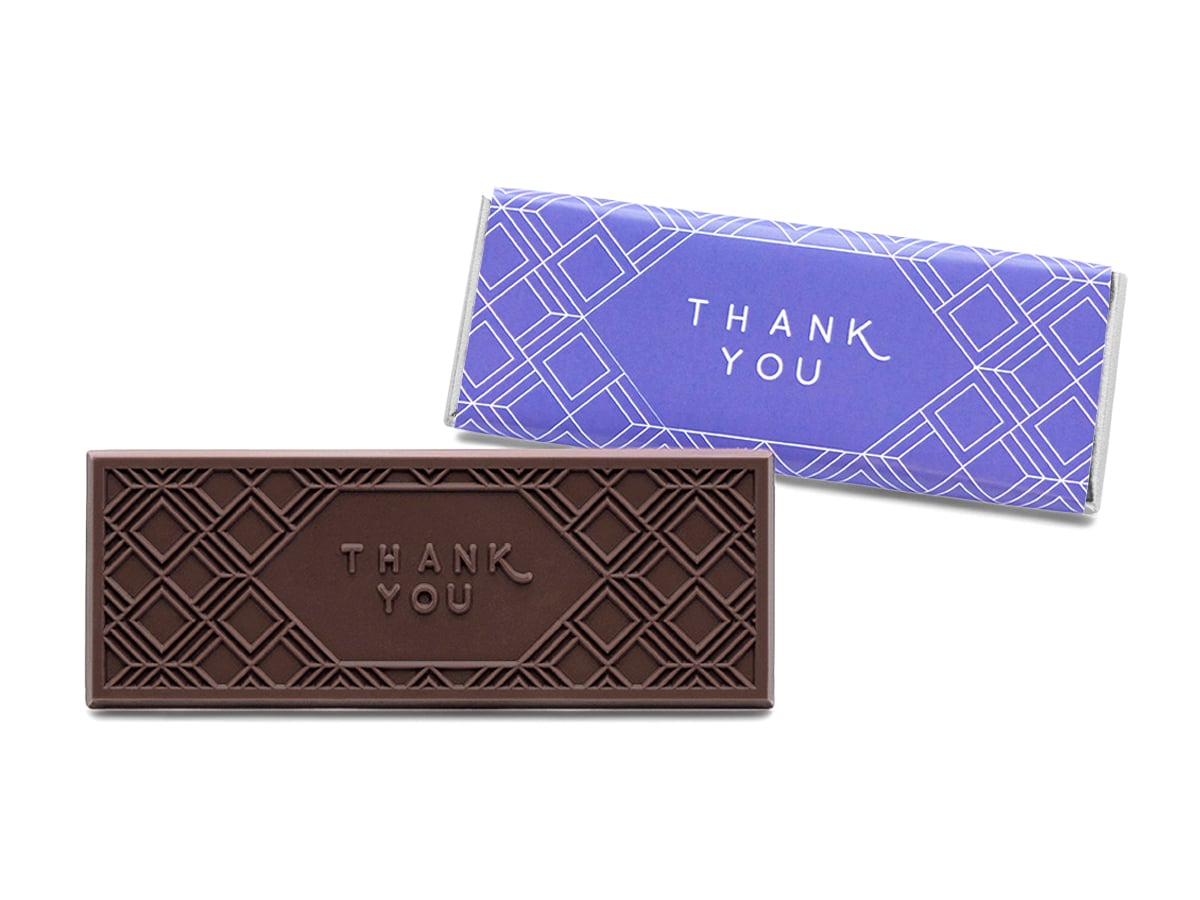 SHX222101T 2 x 5 in. Thank You Themed Dark Chocolate Wrapper Bar