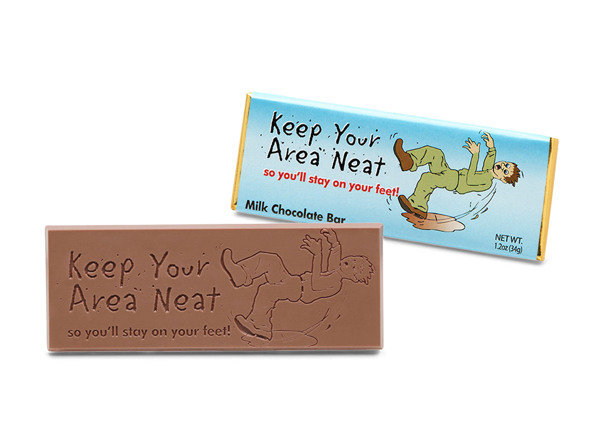 SHX310012X 2 x 5 in. Themed Milk Chocolate Wrapper Bar - Keep Your Area Neat