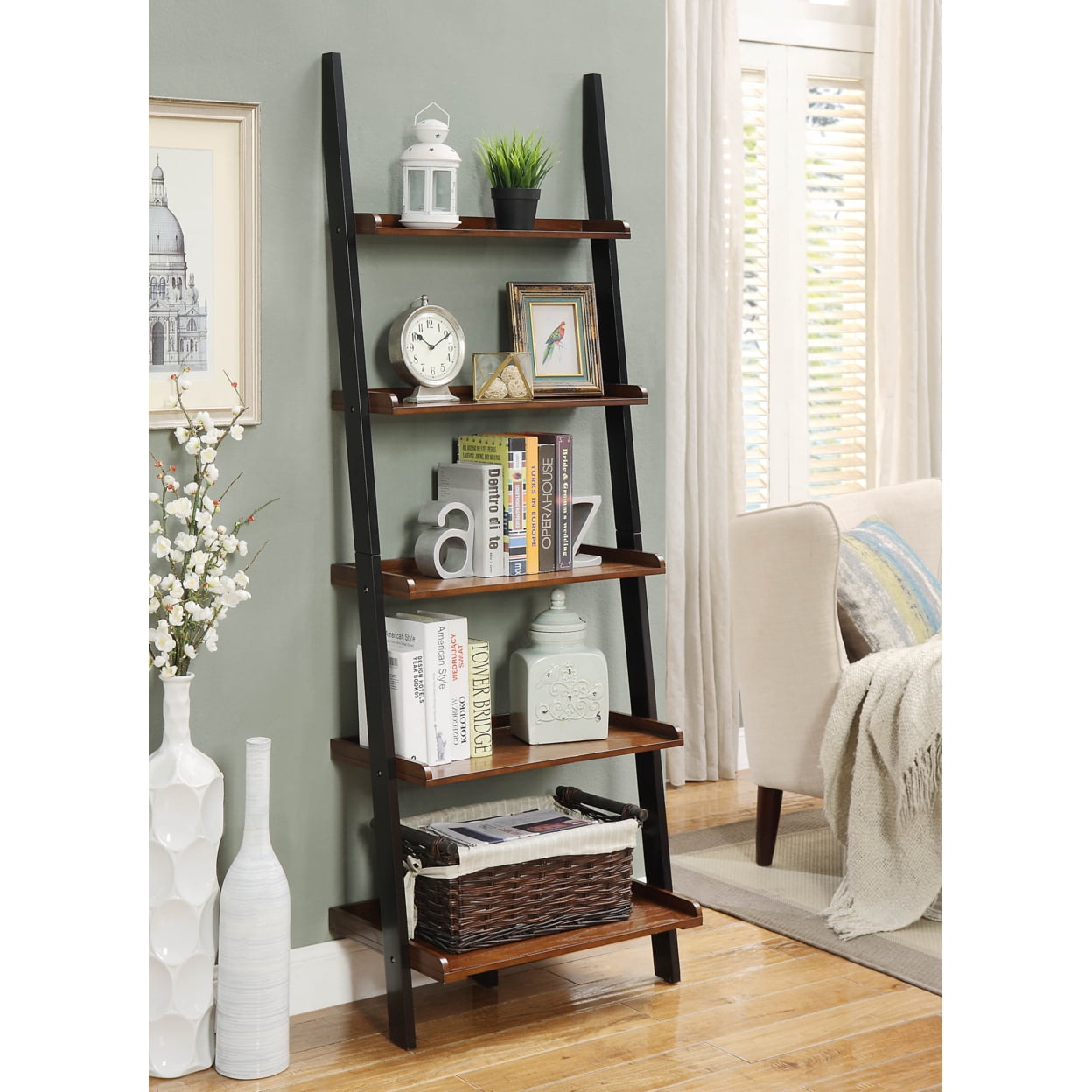 Picture of Convenience Concepts 8043391DWN French Country Bookshelf Ladder