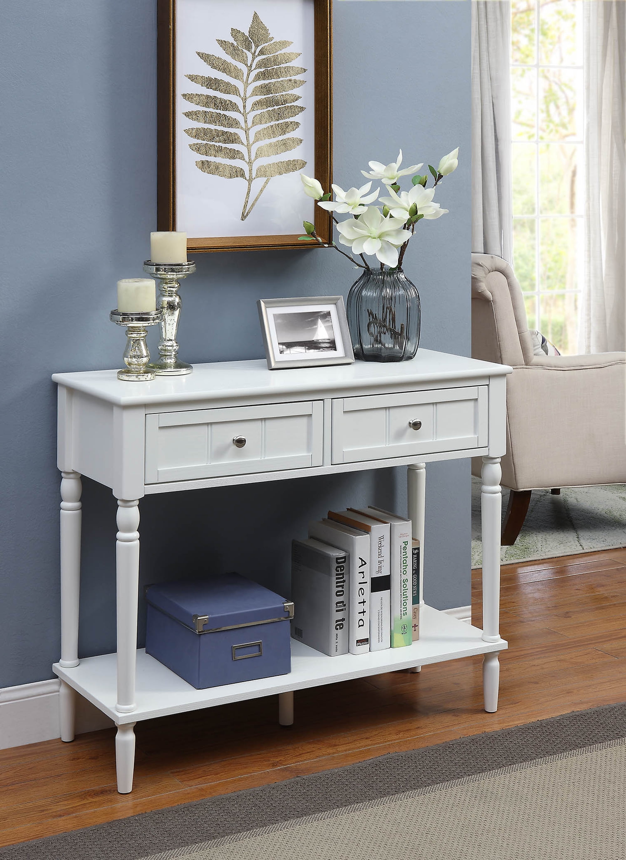 Convenience Concepts French Country 2-Drawer Hall Table with Shelf