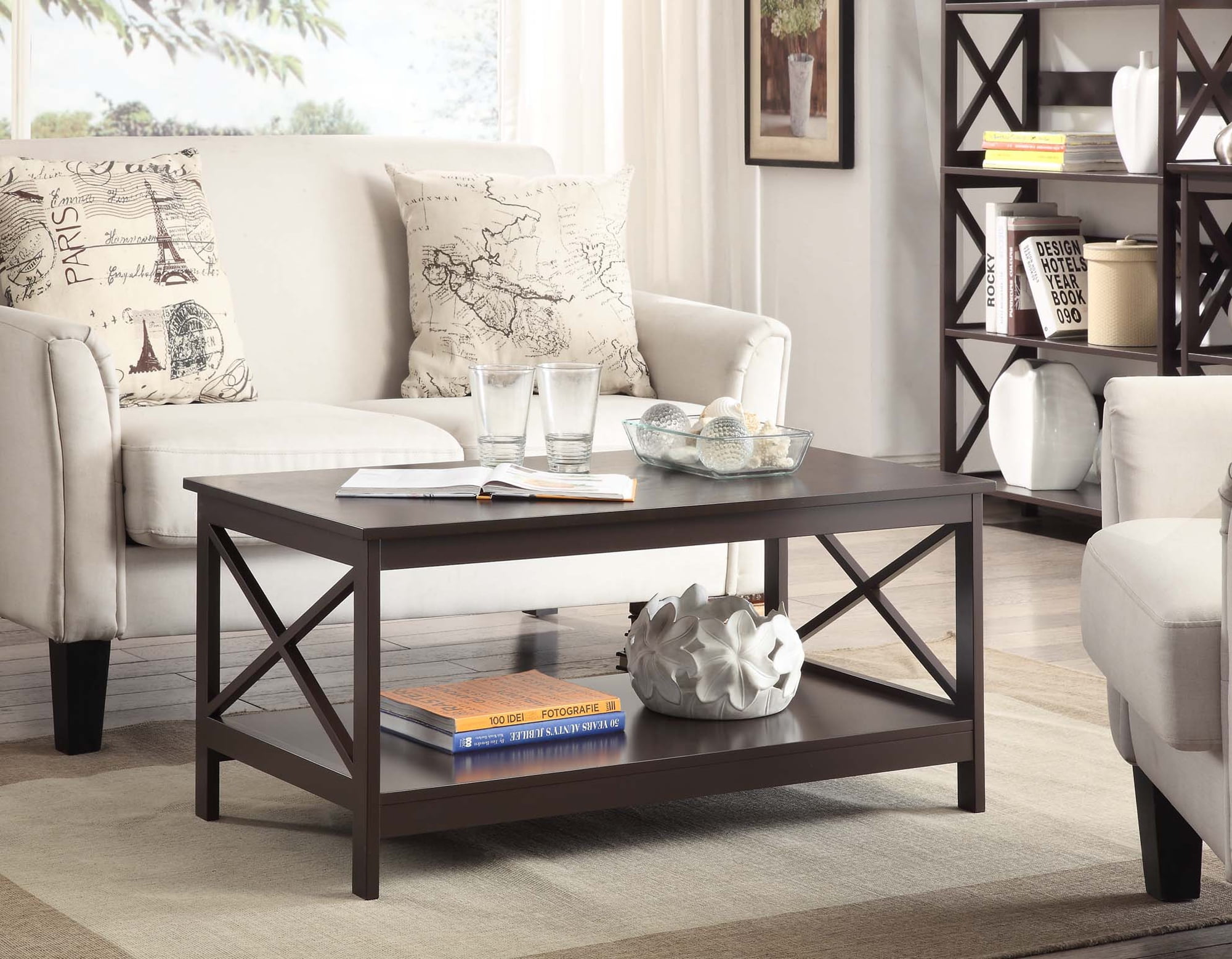 Picture of Convenience Concepts  203082ES Oxford Coffee Table with Shelf  Espresso