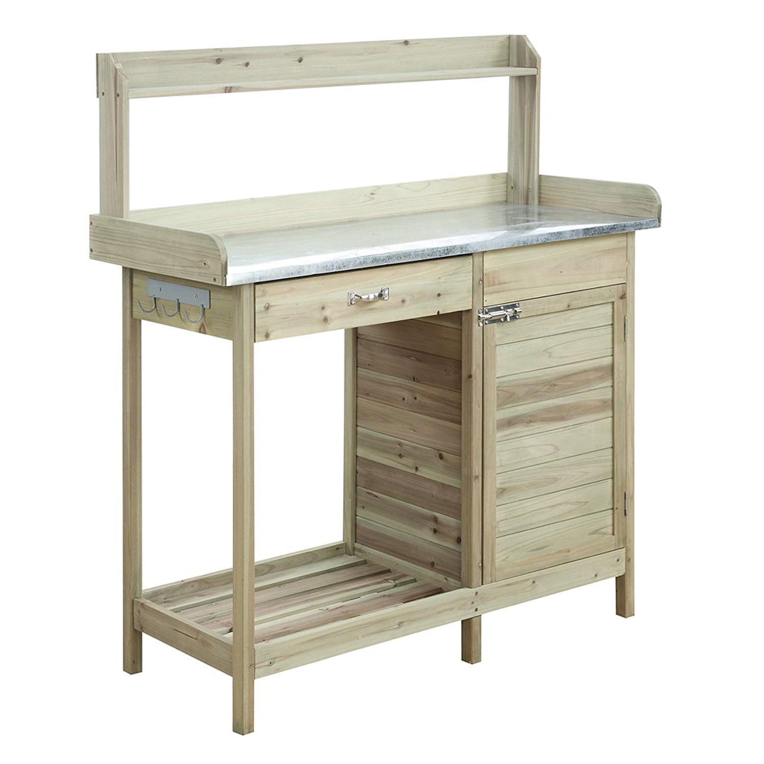 Picture of Convenience Concepts G10440N Planters & Potts Deluxe Potting Bench with Cabinet - Natural Fir