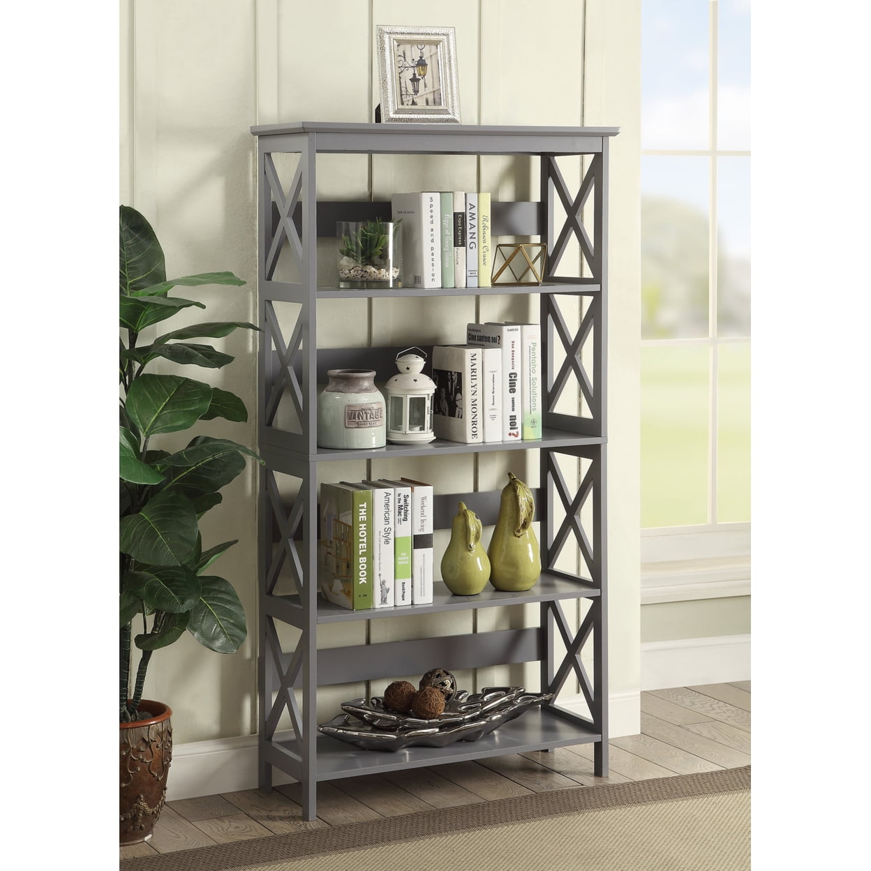 Picture of Convenience Concepts 203050GY Oxford 5 Tier Bookcase&#44; Gray