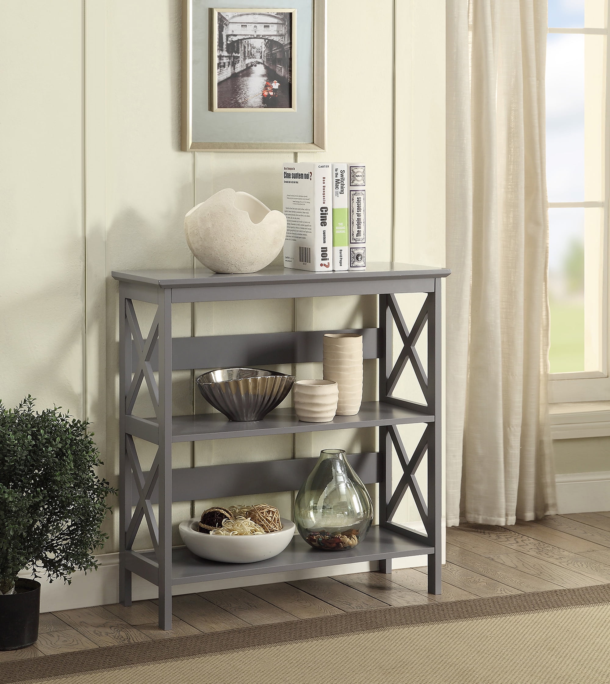 Picture of Convenience Concepts 203030GY Oxford 3 Tier Bookcase&#44; Gray