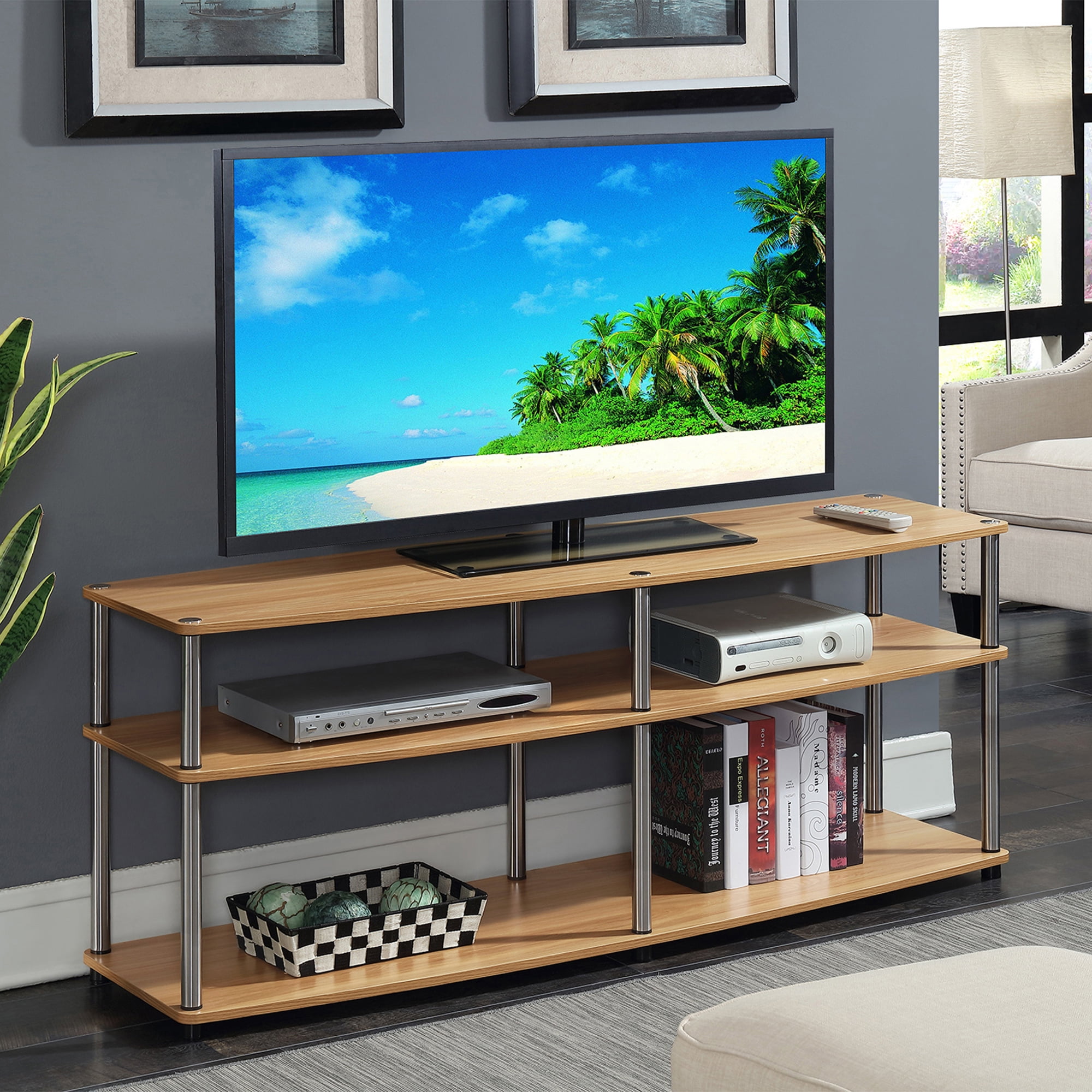 Picture of Convenience Concepts 131060LO Designs2Go 3 Tier 60 in. TV Stand, Light Oak - 24 x 15.75 x 59.25 in.