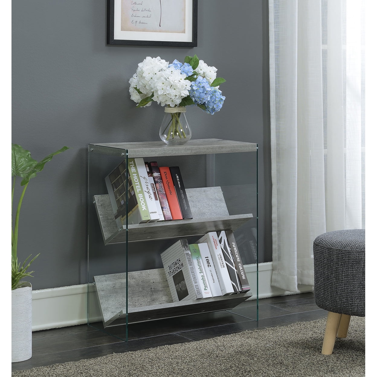 Picture of Convenience Concepts 131559C1 Soho Bookcase in Faux Birch, Glass