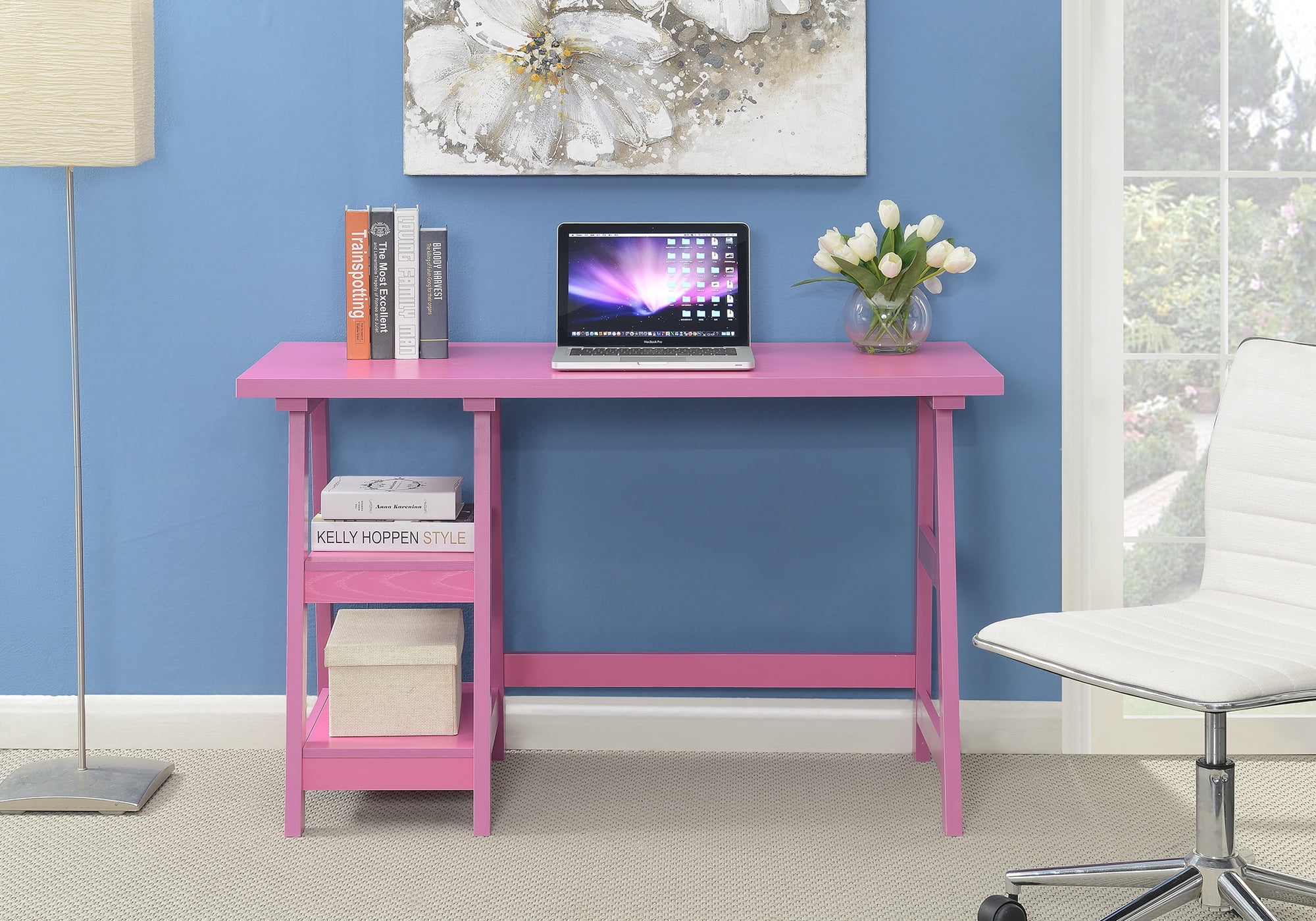 Picture of Convenience Concepts 090107PK Designs2Go Trestle Desk - Pink