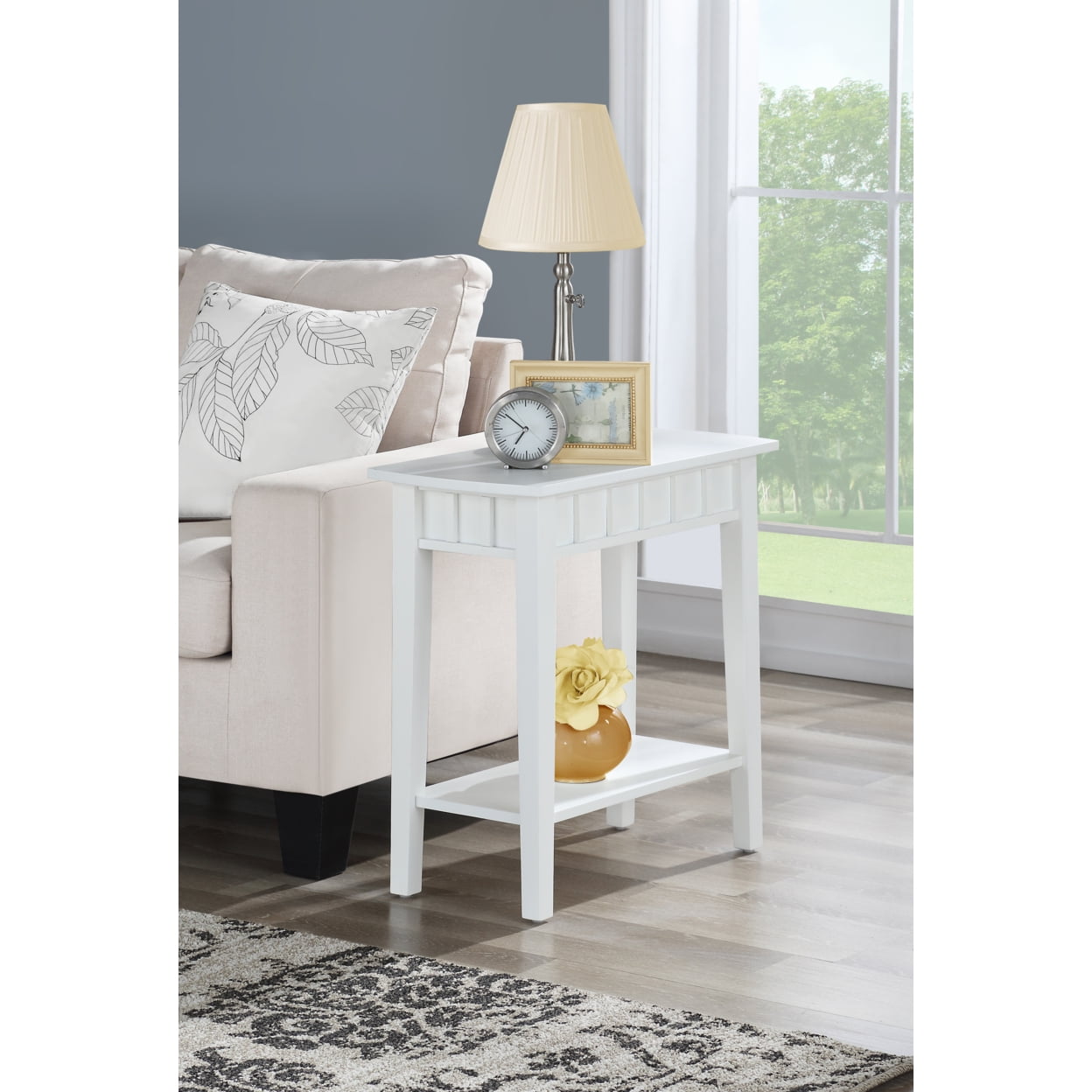 Convenience Concepts Dennis End Table with Shelf, White