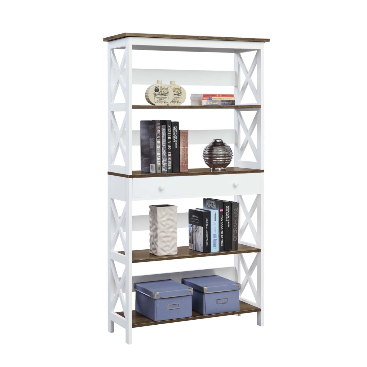 Picture of Convenience Concepts 203051WDFTW Oxford 5 Tier Bookcase with Drawer - 31.5 x 11.75 x 59.75 in.