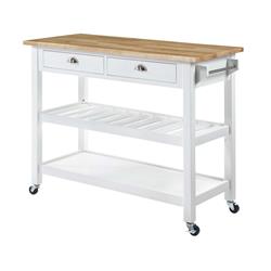 Picture of Convenience Concepts 802215BBW American Heritage 3 Tier Butcher Block Kitchen Cart with Drawers - Butcher Block/White