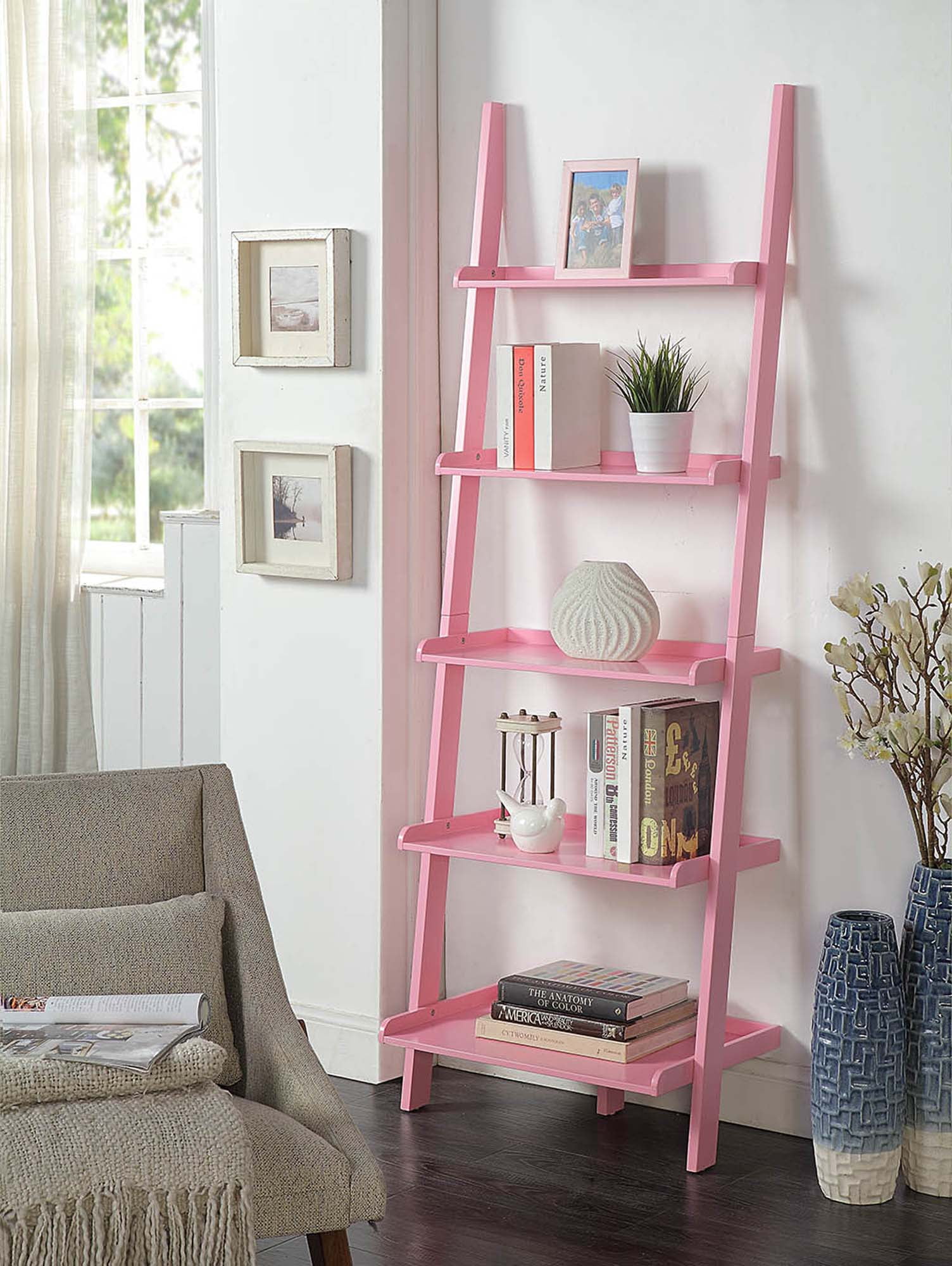 Picture of Convenience Concepts 8043391PK 25 x 15.5 x 72 in. American Heritage Bookshelf Ladder&#44; Pink