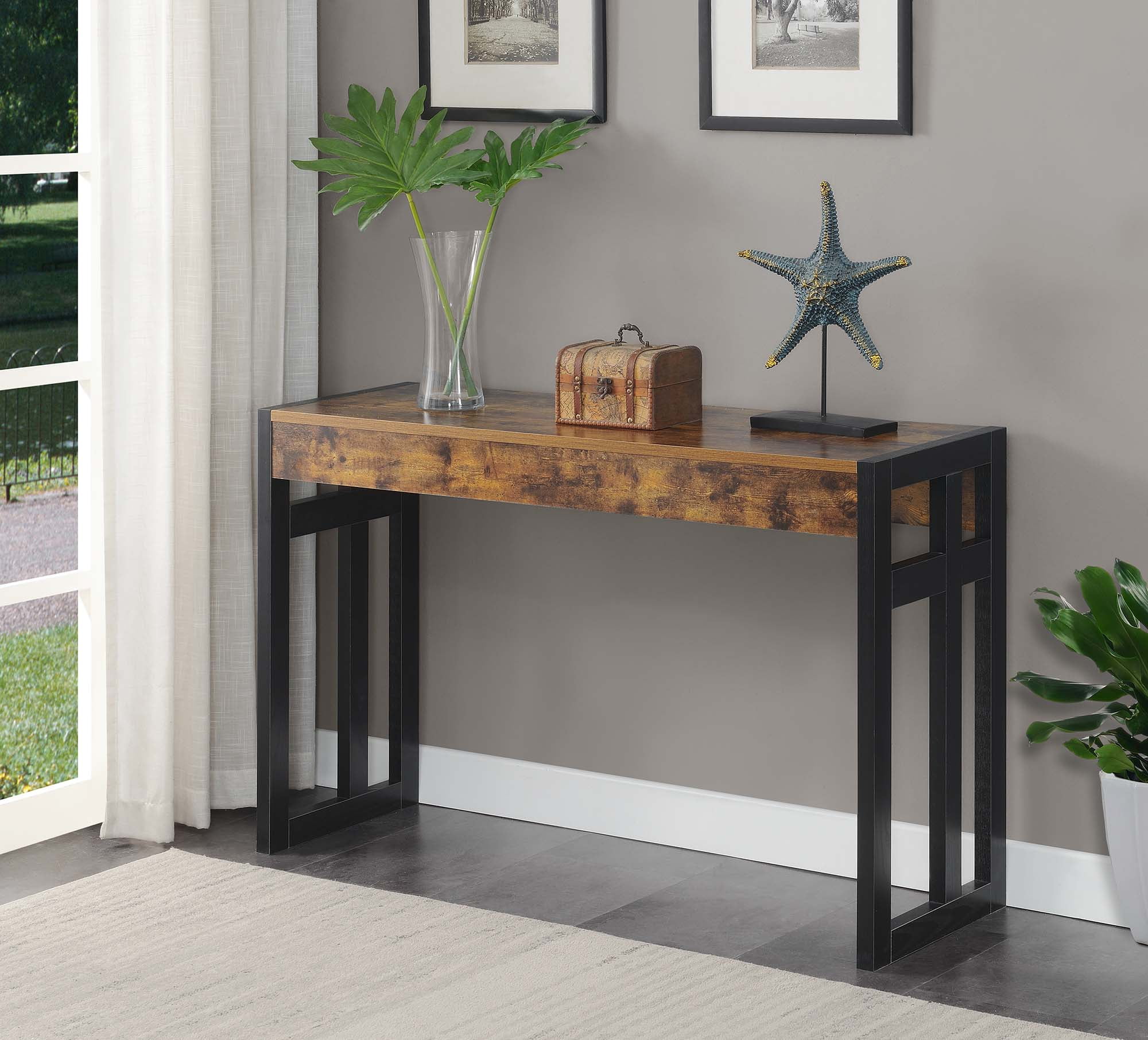 Convenience Concepts Monterey Console Table, Barnwood/Black