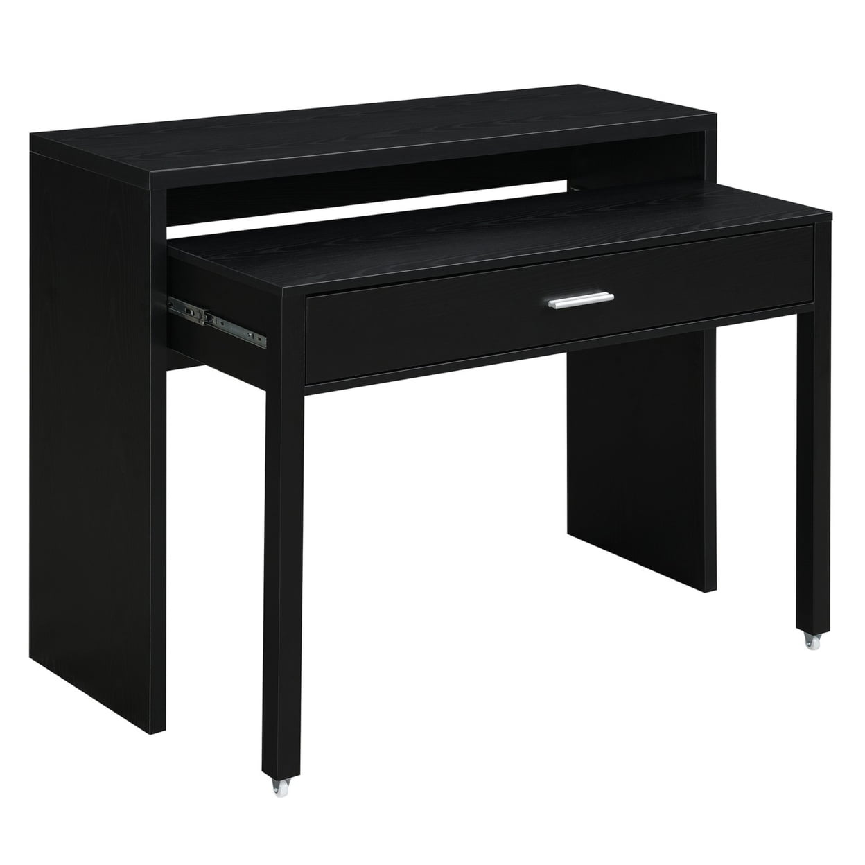 Picture of Convenience Concepts 090220BL Newport JB Console & Sliding Desk with Drawer & Riser&#44; Black