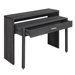 Picture of Convenience Concepts 090220CGY Newport JB Console & Sliding Desk with Drawer & Riser&#44; Charcoal Gray