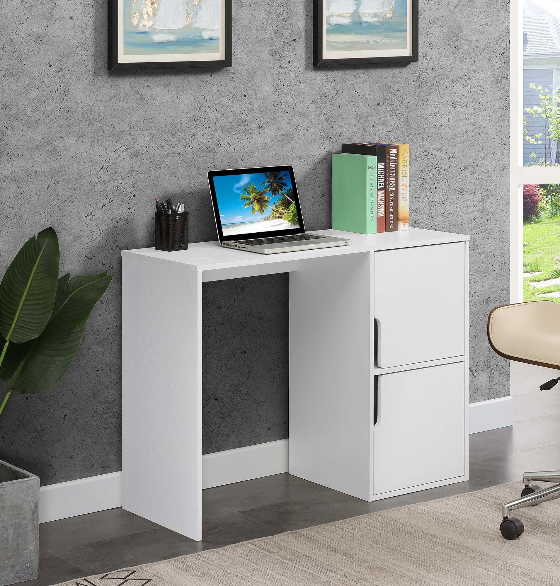 Picture of Convenience Concepts 131450W Designs 2 Go Student Desk with Storage Cabinets, White