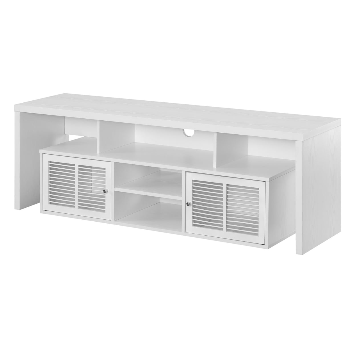 151394W 60 in. Lexington TV Stand with Storage Cabinets & Shelves, White -  Convenience Concepts