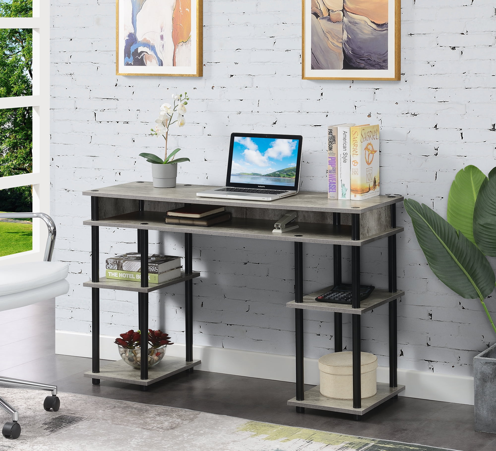 Picture of Convenience Concepts 131436C1BL Designs2Go No Tools Student Desk with Shelves&#44; Multi Color