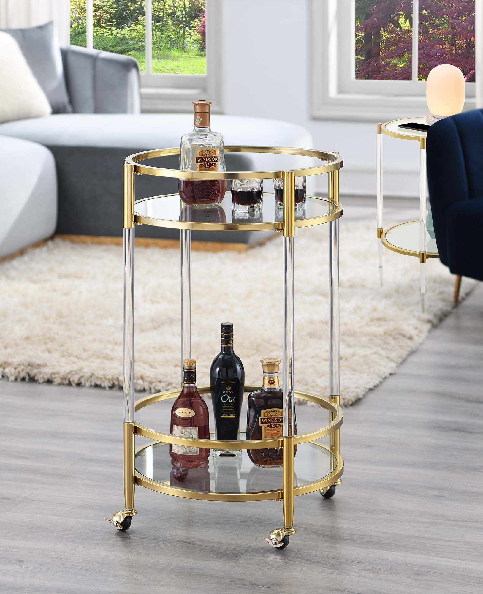 Picture of Convenience Concepts 133058G 22.25 x 22.25 x 33.25 in. Royal Crest 2 Tier Acrylic Round Bar Cart